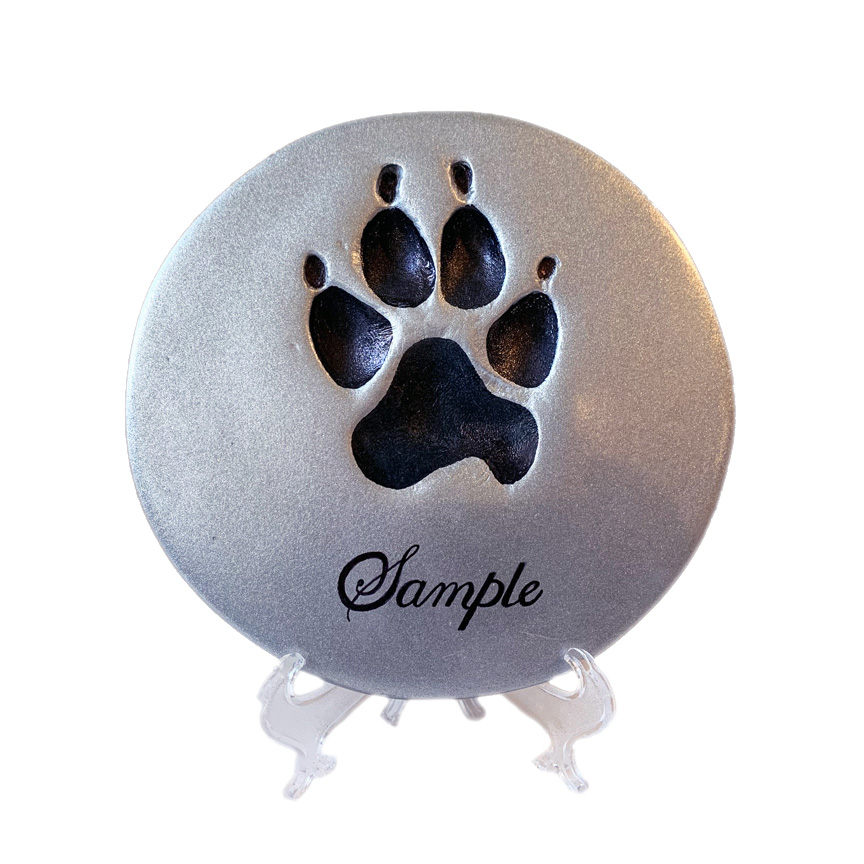 Circle Clay Paw Print with Black Paw