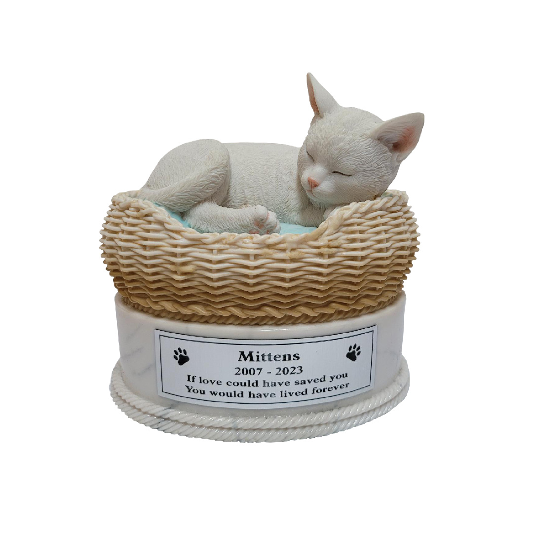 Kitty Bed White with Engraved Plaque