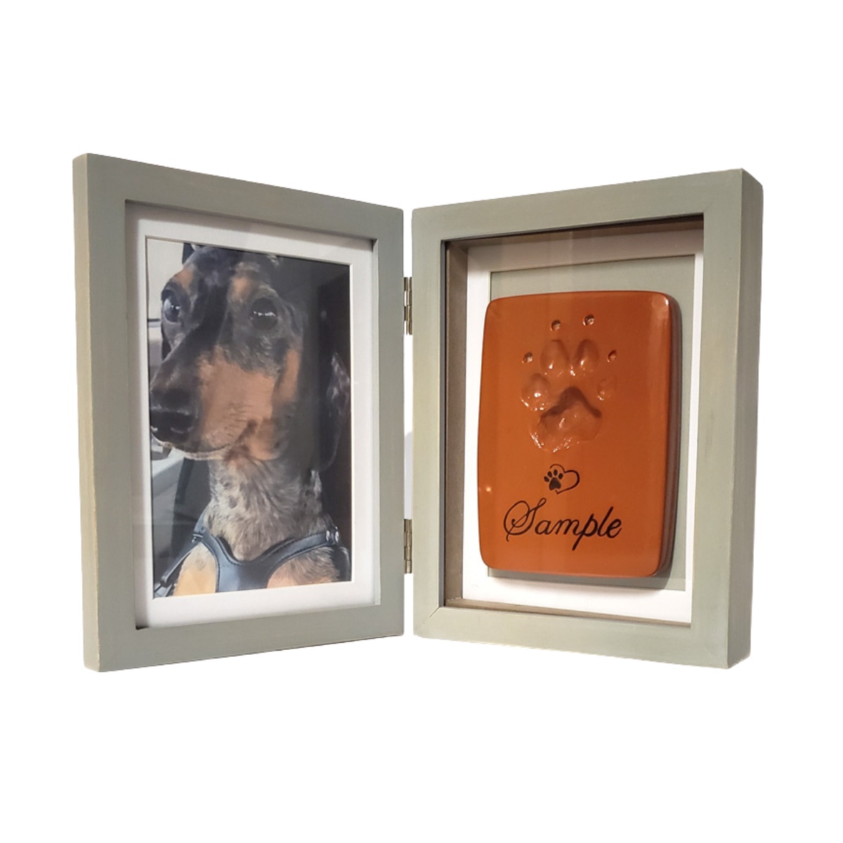 Double Frame with Clay Paw Print