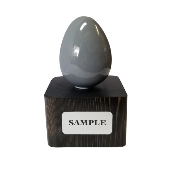 Egg Stand Wooden Pedestal - grey ceramic edge