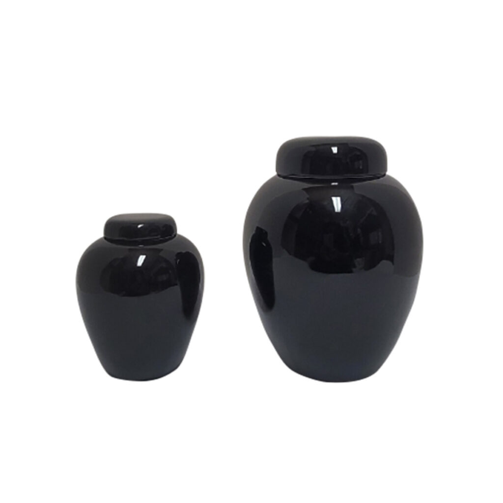 Complimentary Ceramic Urn - black shown in 2 sizes