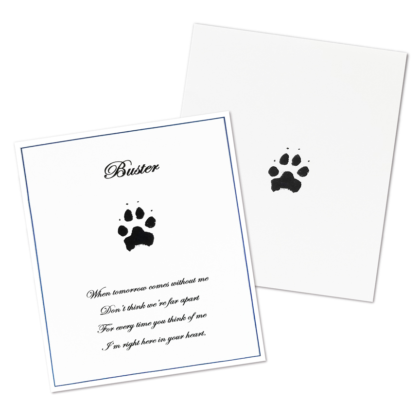 Ink Paw Print on Paper - 2 samples including one with name and poem option