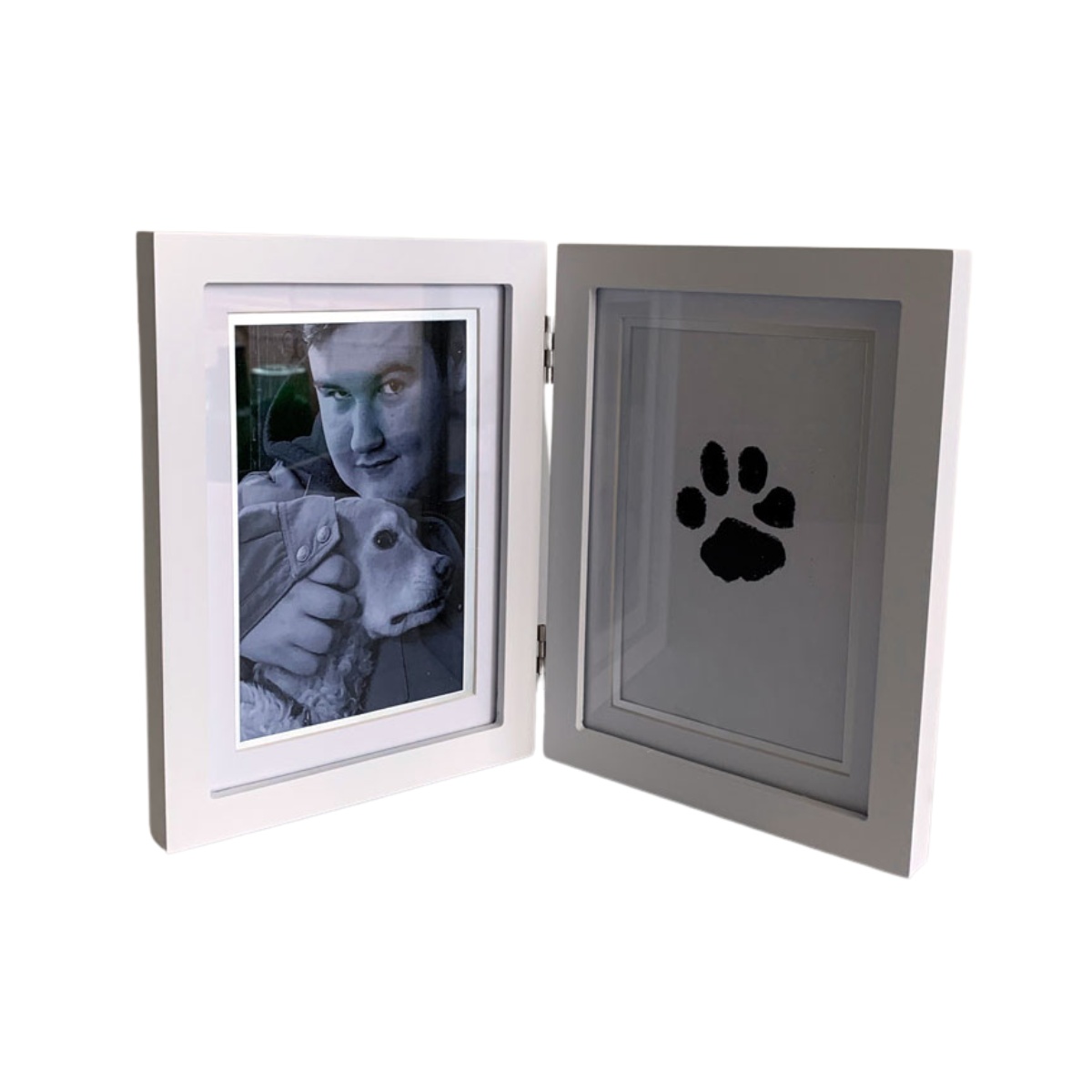 Framed Ink - 2 sided frame with Ink Paw Print and Photo.